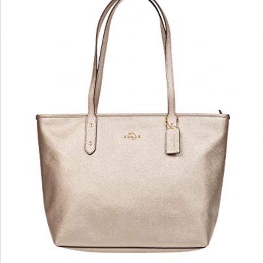 Coach City Zip Top Purse Metallic Gold F16224 NWT